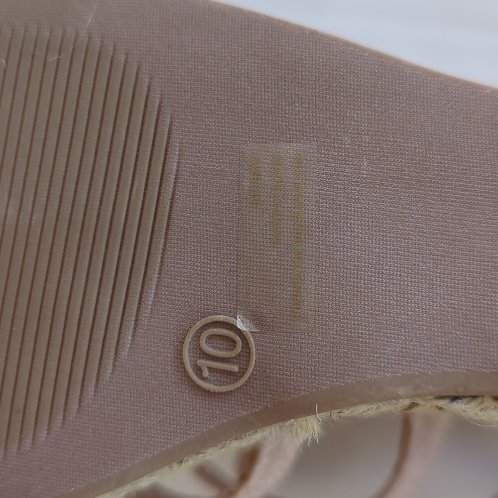 Wild Diva Lounge Strappy Jute Espadrille Wedge Sandal Shoes 10 Cream Beige/Tan - Picture 4 of 16